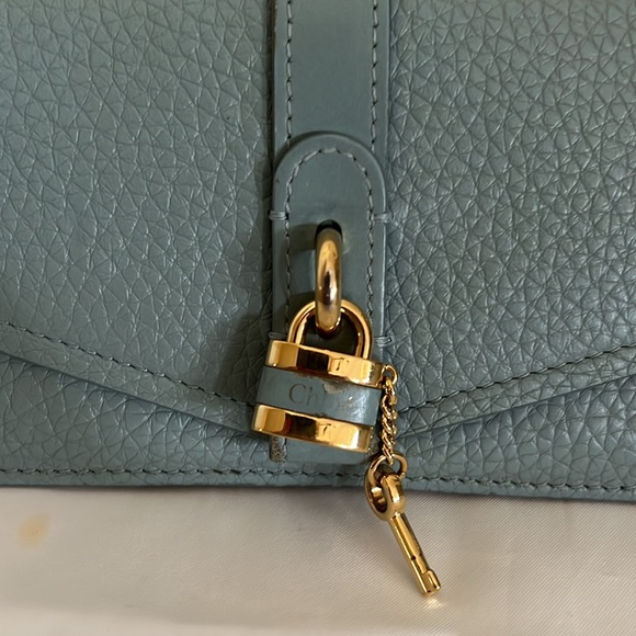 Authentic 💯 Chloe Light Bluish Green Aby Lock Long Wallet - Picture 5 of 12